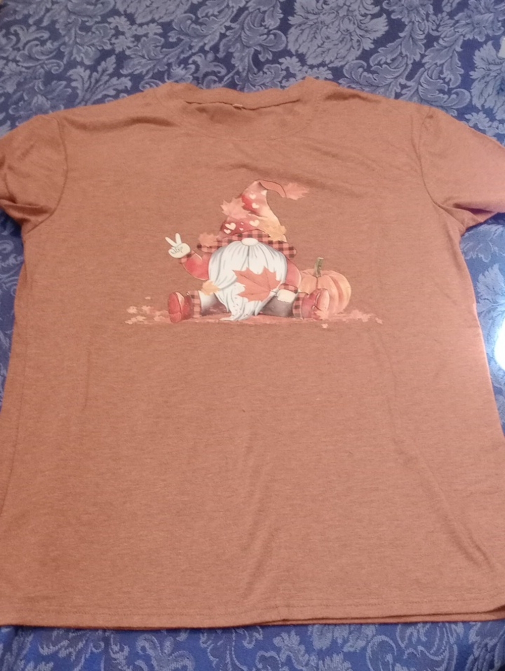 Fall Gnome Graphic Tee - Rust Orange